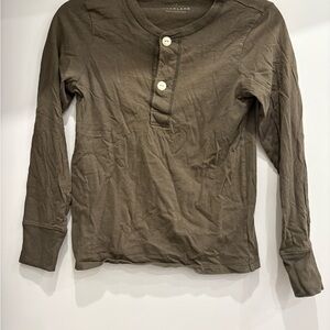 Everlane Women’s Henley Long Sleeve T-Shirt, Olive Green, Size Small